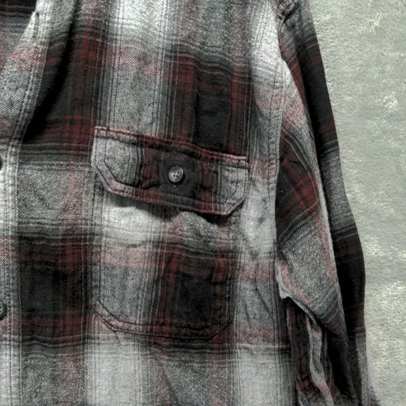 🍑Men Flannel Shirt Fall Winter Button-Down Flap Pocket Casual Plaid LARGE - Picture 4 of 13